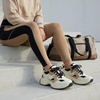 CUSHIONAIRE Women’s Strike Chunky Sneaker +Memory Foam, Wide Widths Available(Beige/Black)