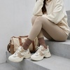 CUSHIONAIRE Women’s Strike Chunky Sneaker +Memory Foam, Wide Widths Available(White/Tan)