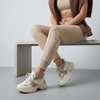 CUSHIONAIRE Women’s Strike Chunky Sneaker +Memory Foam, Wide Widths Available(White/Tan)