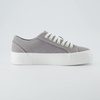 CUSHIONAIRE Women’s Tag Low top Canvas Sneaker +Memory Foam(Grey Canvas)