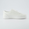 CUSHIONAIRE Women’s Tag Low top Canvas Sneaker +Memory Foam(White/White)