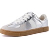 CUSHIONAIRE Bailey Womens Retro Sneaker -Classic Everyday Sneakers for Women with Sleek Rounded Toe and Memory Foam(Silver)