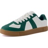 CUSHIONAIRE Bailey Womens Retro Sneaker -Classic Everyday Sneakers for Women with Sleek Rounded Toe and Memory Foam(White/Green)