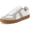 CUSHIONAIRE Bailey Womens Retro Sneaker -Classic Everyday Sneakers for Women with Sleek Rounded Toe and Memory Foam(White/Grey)