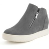 CUSHIONAIRE Hart Womens Casual Shoes with Dual Zippers- Lightweight Hidden Wedge Fashion Sneakers for Women(Grey)