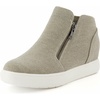 CUSHIONAIRE Hart Womens Casual Shoes with Dual Zippers- Lightweight Hidden Wedge Fashion Sneakers for Women(Grey Canvas)