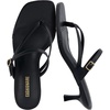 CUSHIONAIRE Madrid Kitten Heel Square Toe Women’s Sandals – Comfortable Dressy Strappy Heels Sandals for Women, Wide Widths Available(Black)