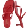 CUSHIONAIRE Madrid Kitten Heel Square Toe Women’s Sandals – Comfortable Dressy Strappy Heels Sandals for Women, Wide Widths Available(Red)