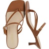 CUSHIONAIRE Madrid Kitten Heel Square Toe Women’s Sandals – Comfortable Dressy Strappy Heels Sandals for Women, Wide Widths Available(Whiskey)