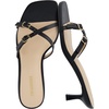 CUSHIONAIRE Milan Kitten Heels for Women, Strappy Heeled Sandals with Cushioned Footbed, Open Toe Slip On Dressy Sandal, Wide Widths Available(Black)