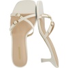 CUSHIONAIRE Milan Kitten Heels for Women, Strappy Heeled Sandals with Cushioned Footbed, Open Toe Slip On Dressy Sandal, Wide Widths Available(Cream)