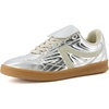 CUSHIONAIRE Women’s Astro Retro Sneaker, Lace-Up Design +Memory Foam, Wide Widths Available(Silver Metallic)