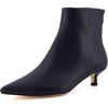 CUSHIONAIRE Women’s Barbi Pointed Toe Kitten Heel Bootie – Soft Vegan Leather, Memory Foam, Wide Widths, and Back Zipper(Black)