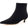 CUSHIONAIRE Women’s Barbi Pointed Toe Kitten Heel Bootie – Soft Vegan Leather, Memory Foam, Wide Widths, and Back Zipper(Black Microsuede)