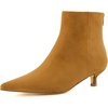 CUSHIONAIRE Women’s Barbi Pointed Toe Kitten Heel Bootie – Soft Vegan Leather, Memory Foam, Wide Widths, and Back Zipper(Chestnut Microsuede)