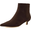 CUSHIONAIRE Women’s Barbi Pointed Toe Kitten Heel Bootie – Soft Vegan Leather, Memory Foam, Wide Widths, and Back Zipper(Chocolate Microsuede)