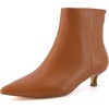 CUSHIONAIRE Women’s Barbi Pointed Toe Kitten Heel Bootie – Soft Vegan Leather, Memory Foam, Wide Widths, and Back Zipper(Cognac)
