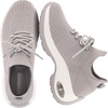 CUSHIONAIRE Women’s Blaze Stretch Knit Slip on lace Sneaker +Memory Foam & LiteSole Technology(Grey/White)