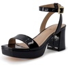 CUSHIONAIRE Women’s Cherry platform dress sandal +Memory Foam and Wide Widths Available(Black Patent)