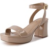 CUSHIONAIRE Women’s Cherry platform dress sandal +Memory Foam and Wide Widths Available(Nude Patent)