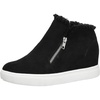 CUSHIONAIRE Women’s Heaven Hidden Wedge Faux Shearling Sneaker +Memory Foam(Black)