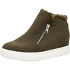 CUSHIONAIRE Women’s Heaven Hidden Wedge Faux Shearling Sneaker +Memory Foam(Olive)