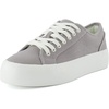 CUSHIONAIRE Women’s Tag Low top Canvas Sneaker +Memory Foam(Grey Canvas)