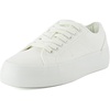 CUSHIONAIRE Women’s Tag Low top Canvas Sneaker +Memory Foam(White Canvas)