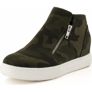CUSHIONAIRE Hart Womens Casual Shoes with Dual Zippers- Lightweight Hidden Wedge Fashion Sneakers for Women(Camo Canvas)