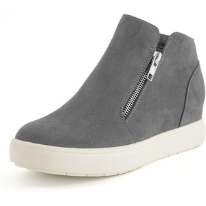 CUSHIONAIRE Hart Womens Casual Shoes with Dual Zippers- Lightweight Hidden Wedge Fashion Sneakers for Women(Grey)