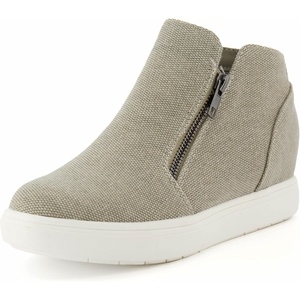 CUSHIONAIRE Hart Womens Casual Shoes with Dual Zippers- Lightweight Hidden Wedge Fashion Sneakers for Women(Grey Canvas)