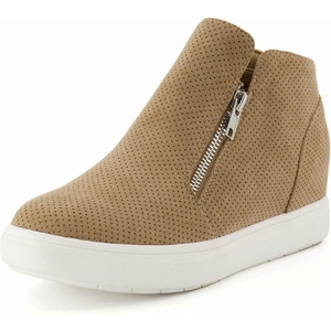 CUSHIONAIRE Hart Womens Casual Shoes with Dual Zippers- Lightweight Hidden Wedge Fashion Sneakers for Women(Taupe)