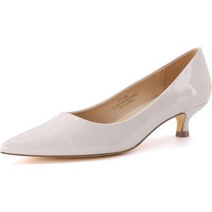 CUSHIONAIRE Women’s Bay Kitten Heel Dress Shoe +Memory Foam, Wide Widths Available(Bone Patent)