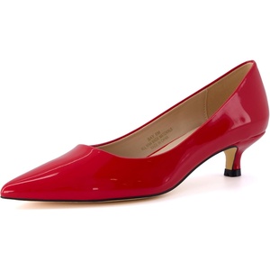CUSHIONAIRE Women’s Bay Kitten Heel Dress Shoe +Memory Foam, Wide Widths Available(Red Patent)