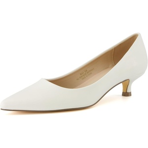 CUSHIONAIRE Women’s Bay Kitten Heel Dress Shoe +Memory Foam, Wide Widths Available(Smooth Cream)
