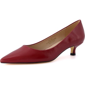 CUSHIONAIRE Women’s Bay Kitten Heel Dress Shoe +Memory Foam, Wide Widths Available(Smooth Red)