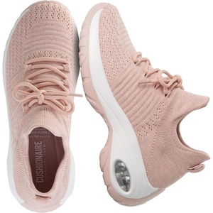 CUSHIONAIRE Women’s Blaze Stretch Knit Slip on lace Sneaker +Memory Foam & LiteSole Technology(Blush)