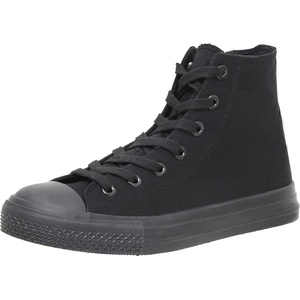 CUSHIONAIRE Women’s Vance high top Canvas Sneaker +Memory Foam(Black/Black Zipper)