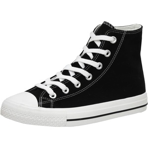 CUSHIONAIRE Women’s Vance high top Canvas Sneaker +Memory Foam(Black/White Zipper)