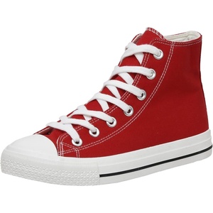 CUSHIONAIRE Women’s Vance high top Canvas Sneaker +Memory Foam(Red)