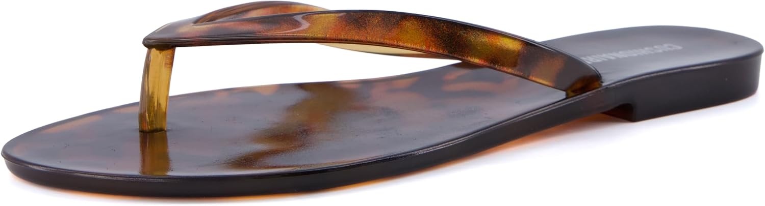 image:imageCUSHIONAIRE Aqua Jelly Flip Flops for WomenTortoise