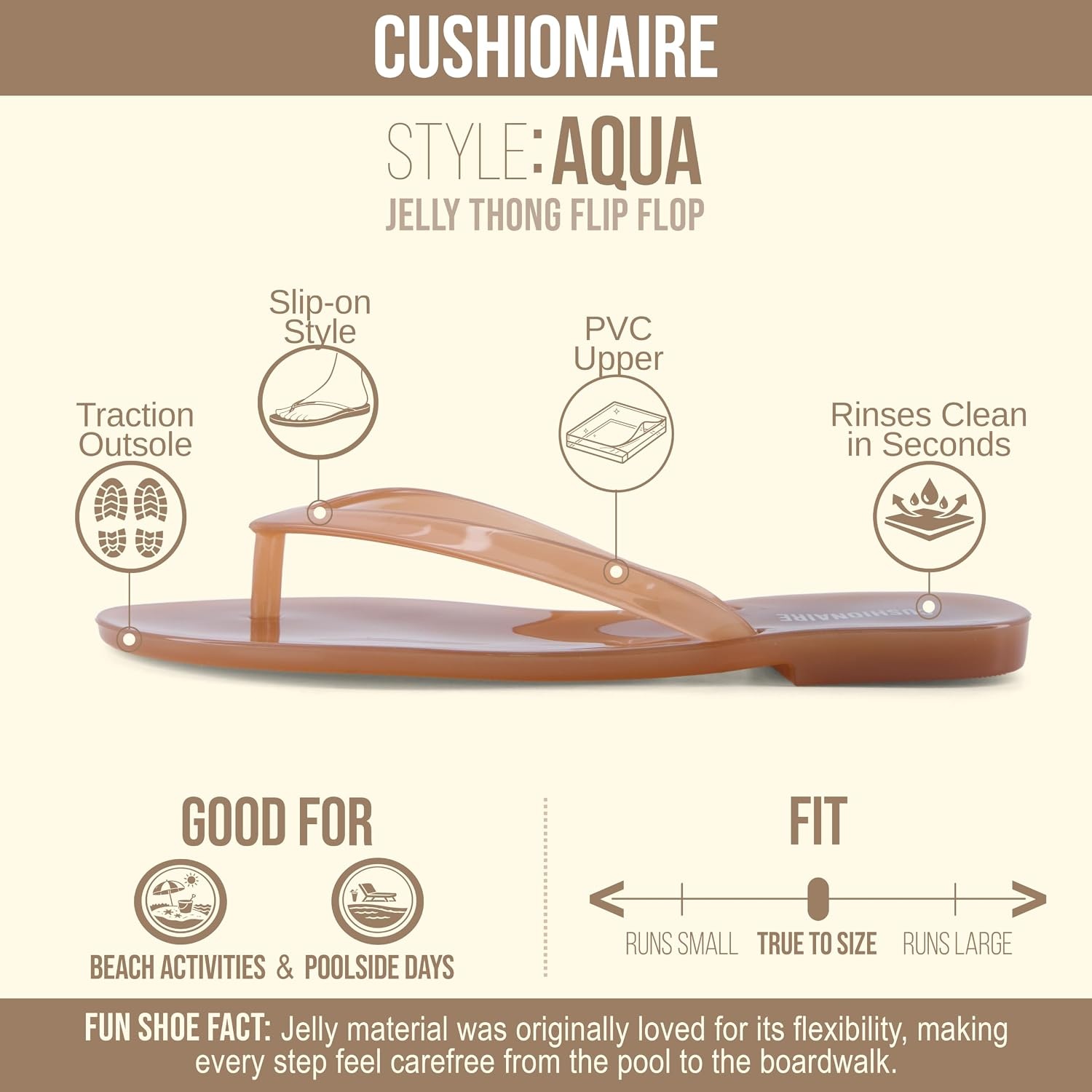 image:imageCUSHIONAIRE Aqua Jelly Flip Flops for WomenWhiskey
