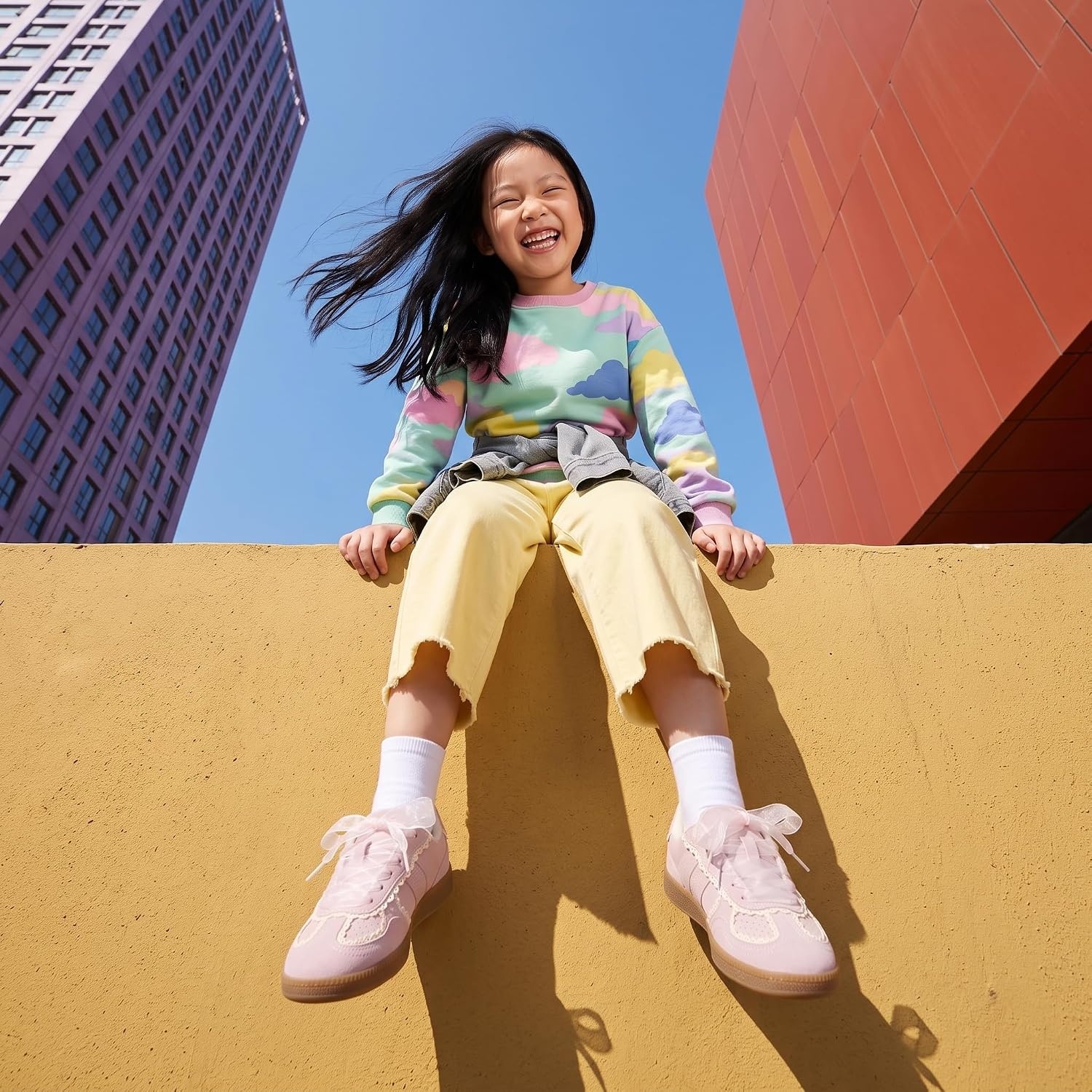 image:imageCUSHIONAIRE Belinda Lace Detail Casual Sneakers for Girls Ribbon LaceUp Girls Shoes with Soft Cushion SupportPink