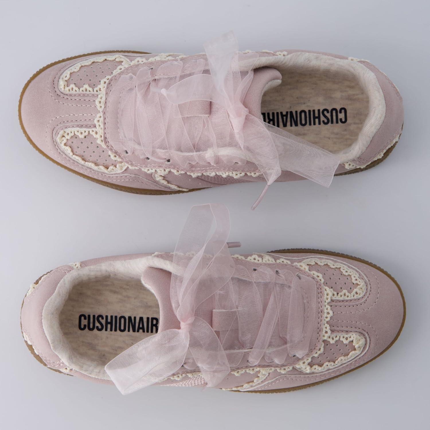 image:imageCUSHIONAIRE Belinda Lace Detail Casual Sneakers for Girls Ribbon LaceUp Girls Shoes with Soft Cushion SupportPink