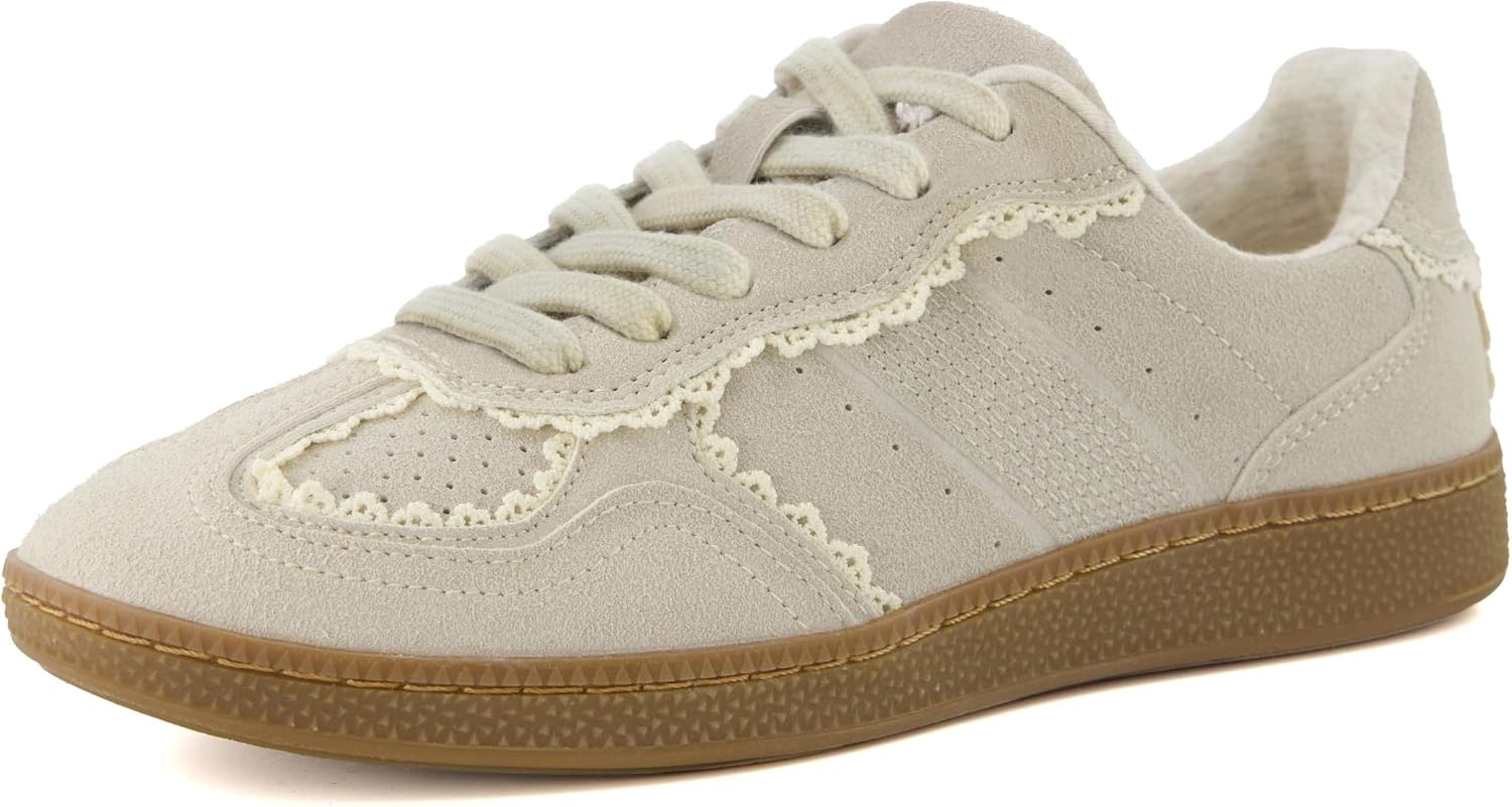 image:imageCUSHIONAIRE Belinda Womens Lace Detail Casual Sneakers Elegant Ribbon LaceUp Shoes with Memory FoamIvory Vegan Suede