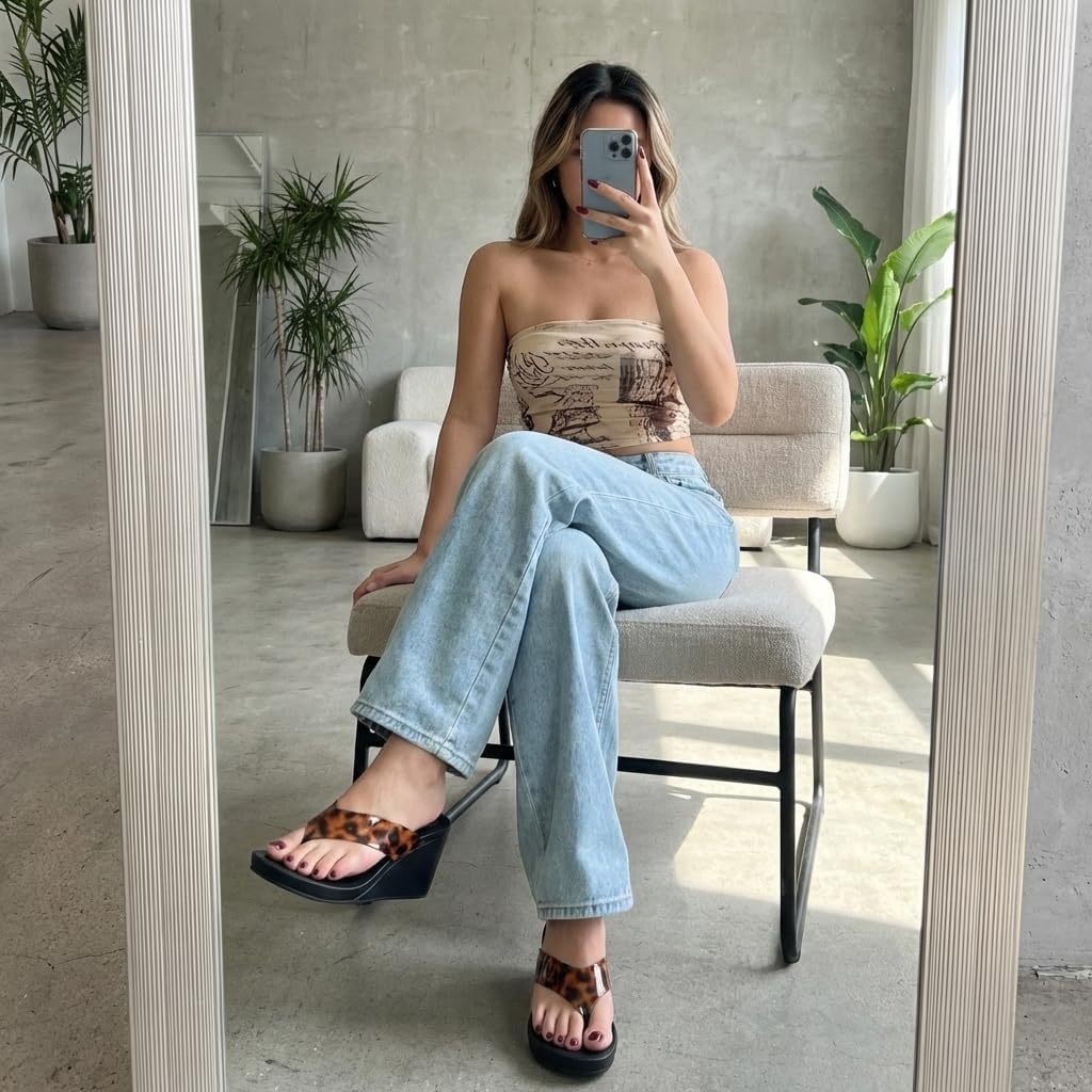 image:imageCUSHIONAIRE Bera Platform Thong Womens Sandals Stylish Wedge Flip Flops for Women with Contoured Comfort FootbedTortoise