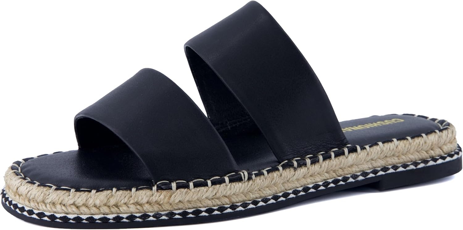 image:imageCUSHIONAIRE Bhendi Espadrilles Slide Sandals for Women with Cushion FootbedBlack