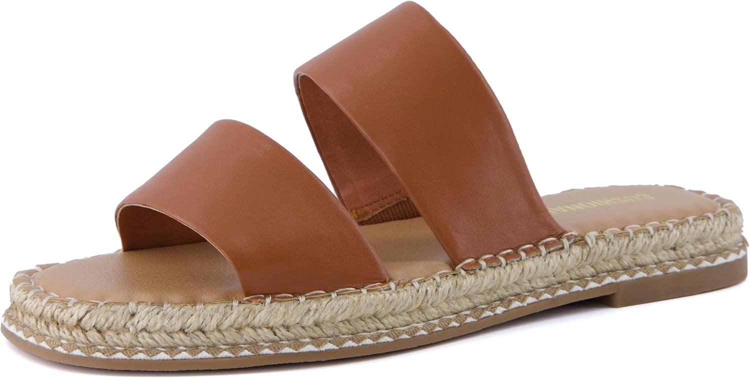 image:imageCUSHIONAIRE Bhendi Espadrilles Slide Sandals for Women with Cushion FootbedCognac