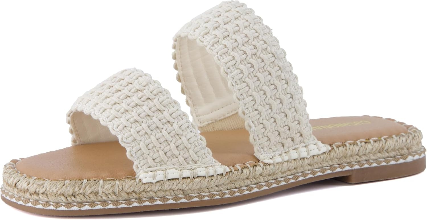 image:imageCUSHIONAIRE Bhendi Espadrilles Slide Sandals for Women with Cushion FootbedCream