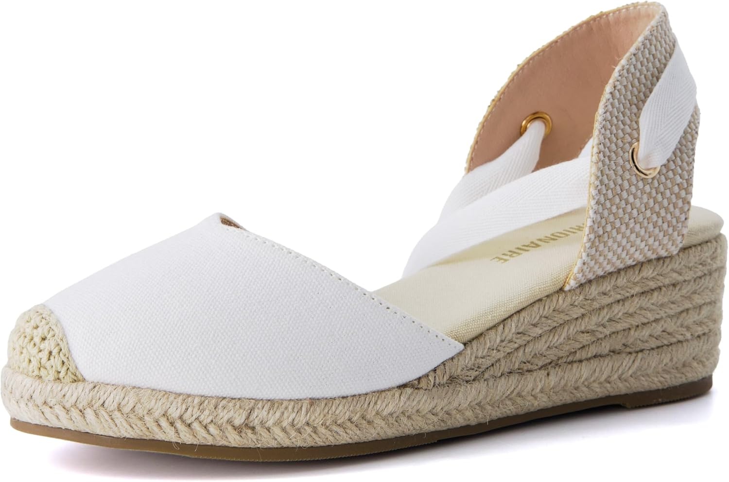 image:imageCUSHIONAIRE Bonita Platform Espadrille Wedge Sandals for Women Closed Toe Lace Up Ankle Wrap Dressy Everyday Womens HeelsIvory